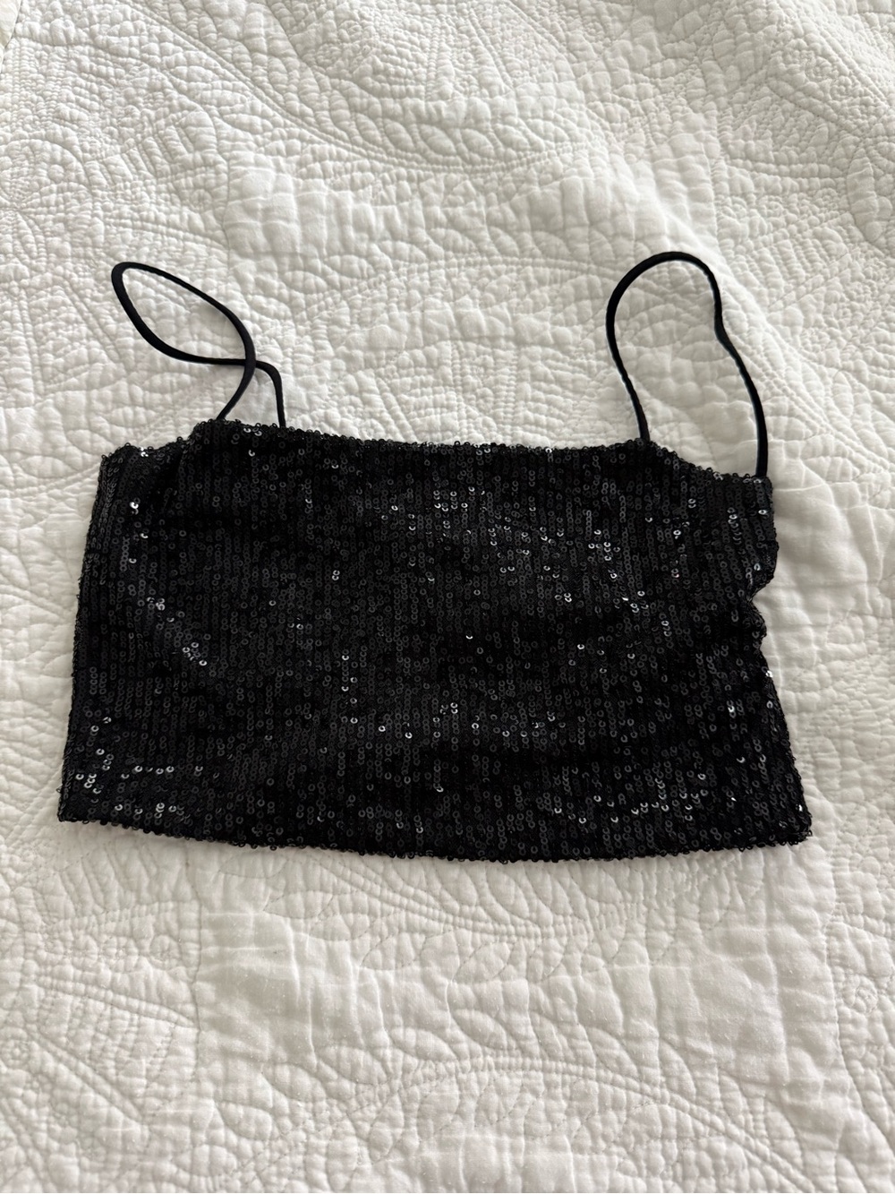 Black Sequin Spaghetti Strap Camisole - Women